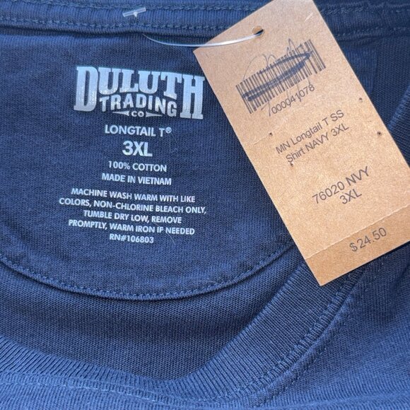 Duluth Trading Co Longtail T Shirt Mens 3XL Navy Cotton Crew Neck Short Sleeve - Picture 4 of 5